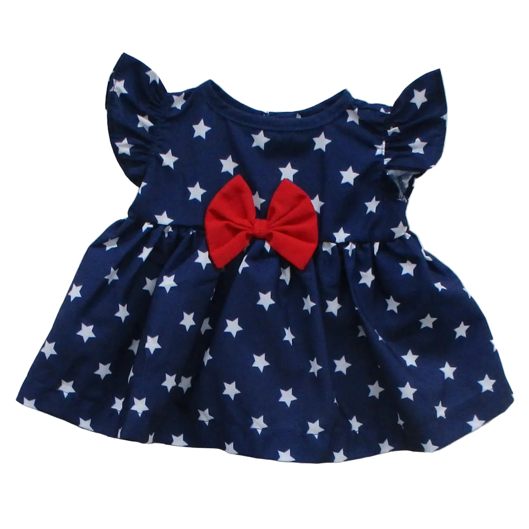 BLC C Dress Blue & White Stars w/Red Bow Fits 20"
