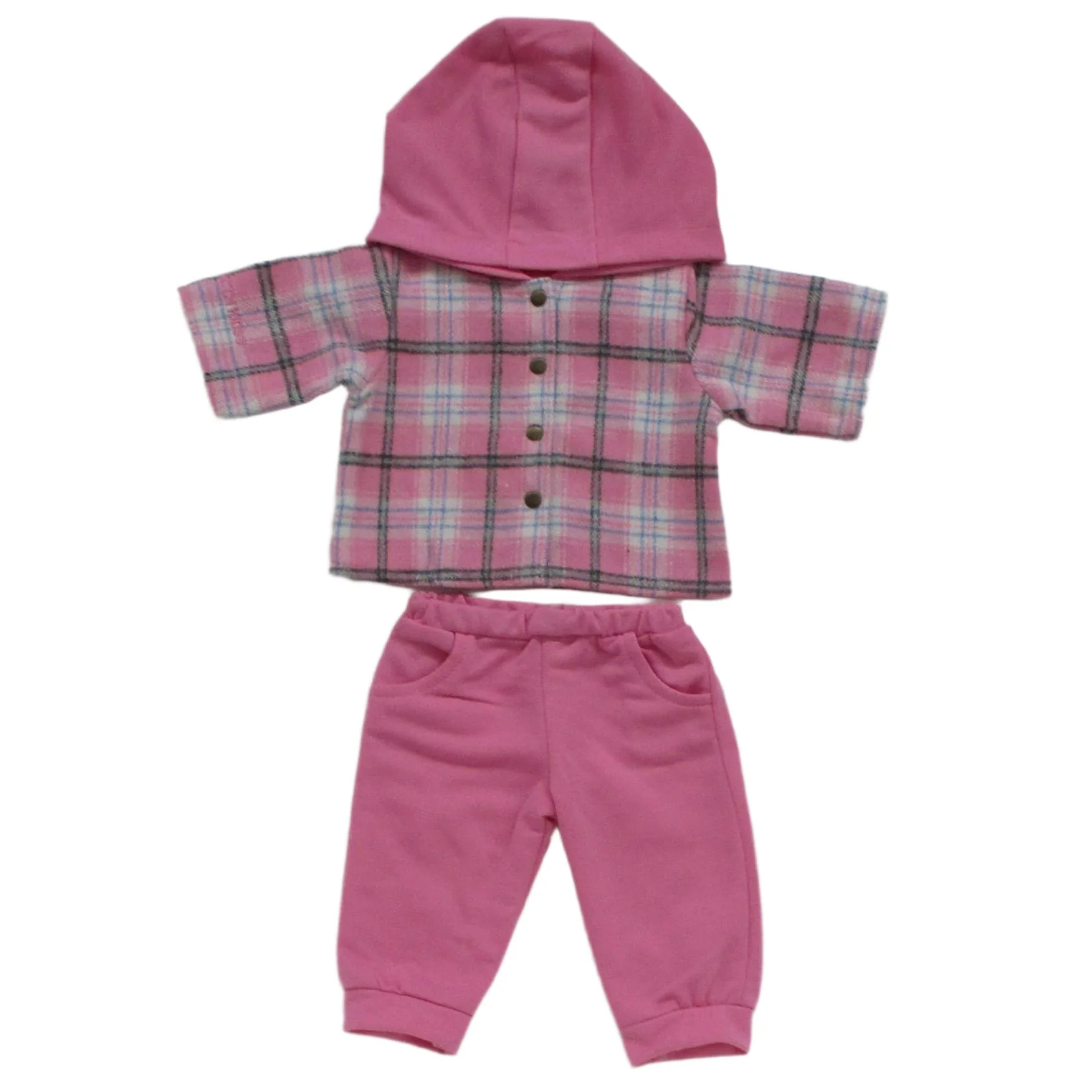 BLC C Outfit 2pc Plaid Hoodie/Pants Pink Fits 20"