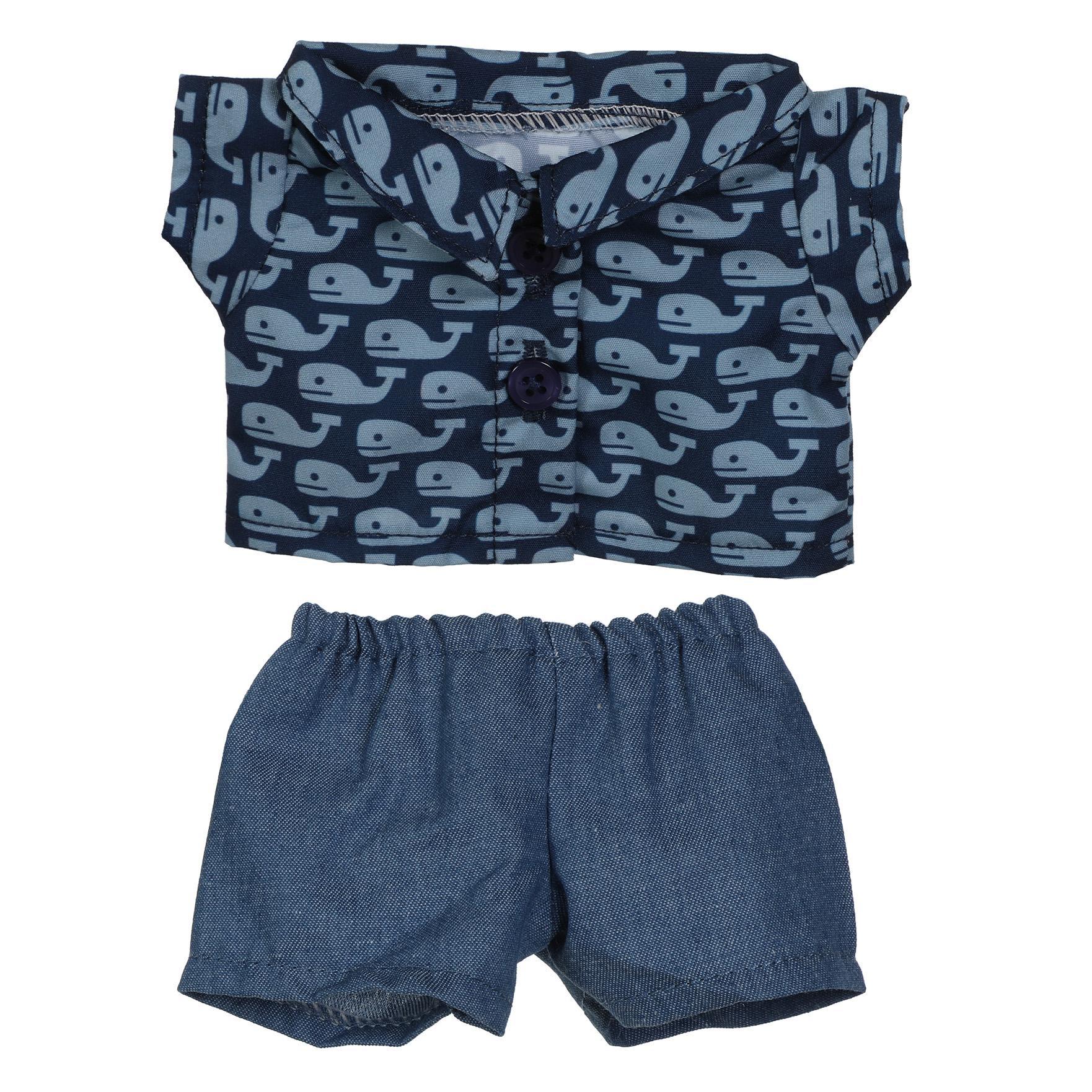 BLC C Outfit 2pc Whales 'n Denim Shorts fits 20"
