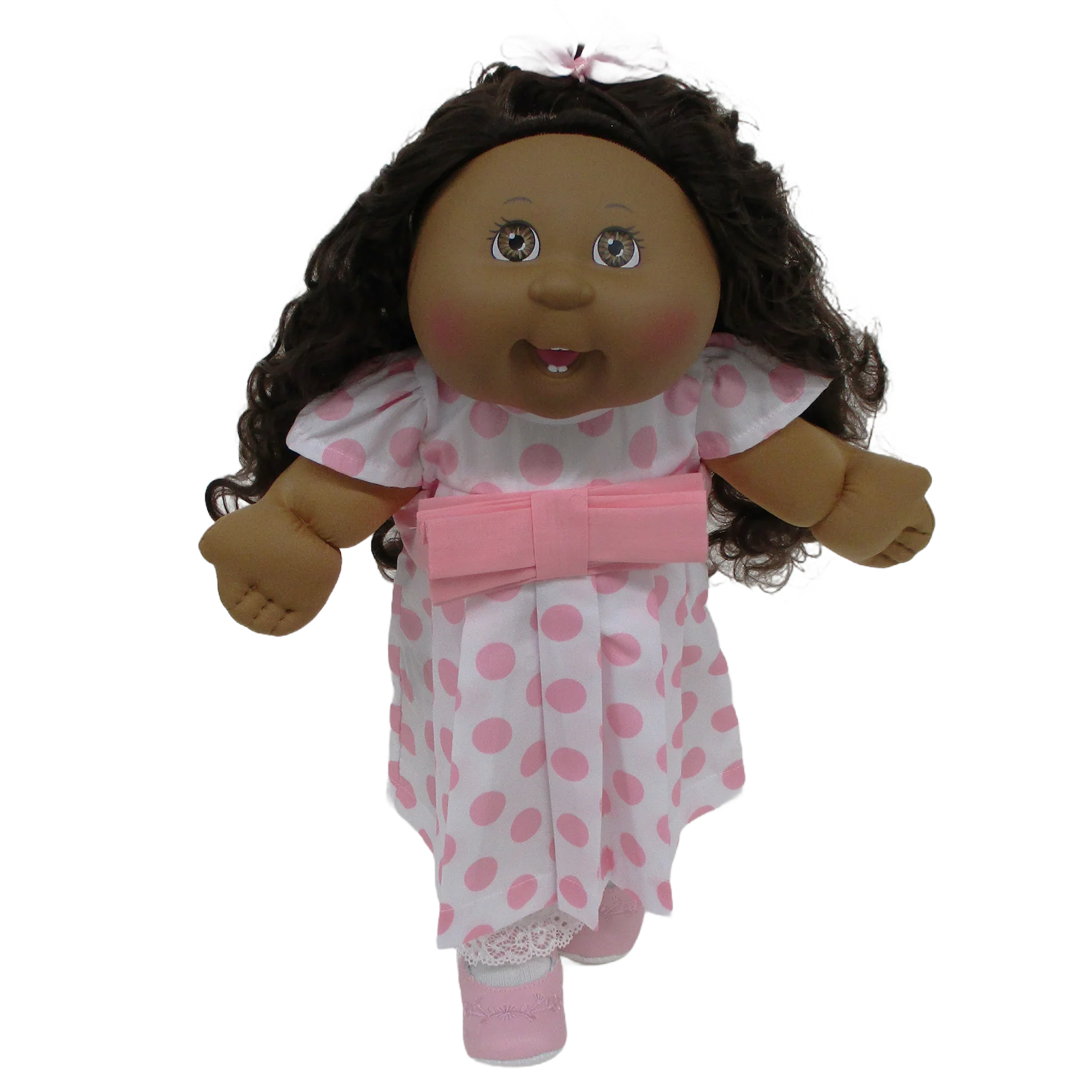 CPW1359-Pink & White Polka Dot Dress w/Bow